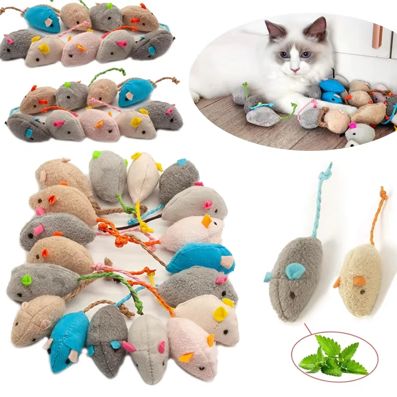 Catnip Interactive Plush Mouse - 5 Buah Mainan Tikus Kucing Rattle