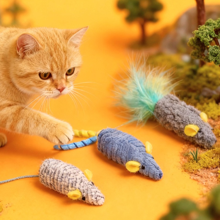 Mainan Kucing 3pcs Tikus Bonek - Catnip Interactive Plush Mouse ulasan dan harga